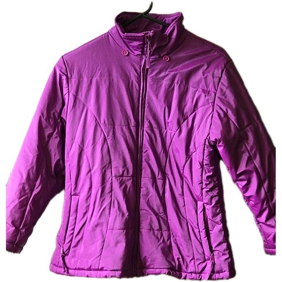 BIG CHILL Puffer Coat Size Medium 10-13 Women Purple Long Sleeve Pockets Jacket - Picture 1 of 10